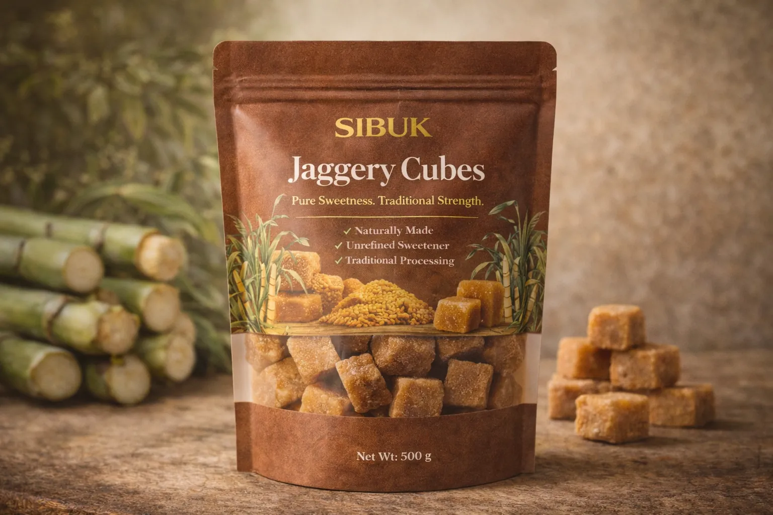 SIBUK Pure Gold Jaggery Cubes (500g)